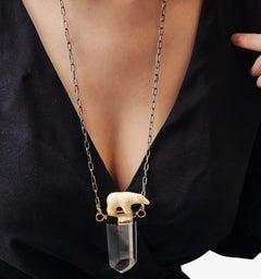 Ancient Ice Jumbo Crystal Necklace and Carved Polar Bear Statement Necklace