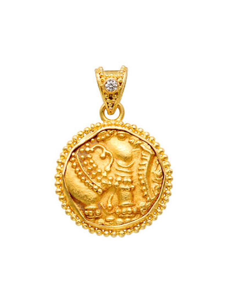 Die westliche Gangas-Dynastie herrschte vom 4. Jahrhundert bis zum späten 10. Jahrhundert n. Chr. über das heutige Südindien (Karnataka).  Die Gadjapati-Pagoden-Goldmünze wurde vom westlichen Gangas-König Konganivarma I (604-627 n. Chr.) eingeführt.