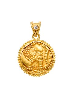 Ancient India 10th Century Gold Elephant Coin Diamond 22K Gold Pendant