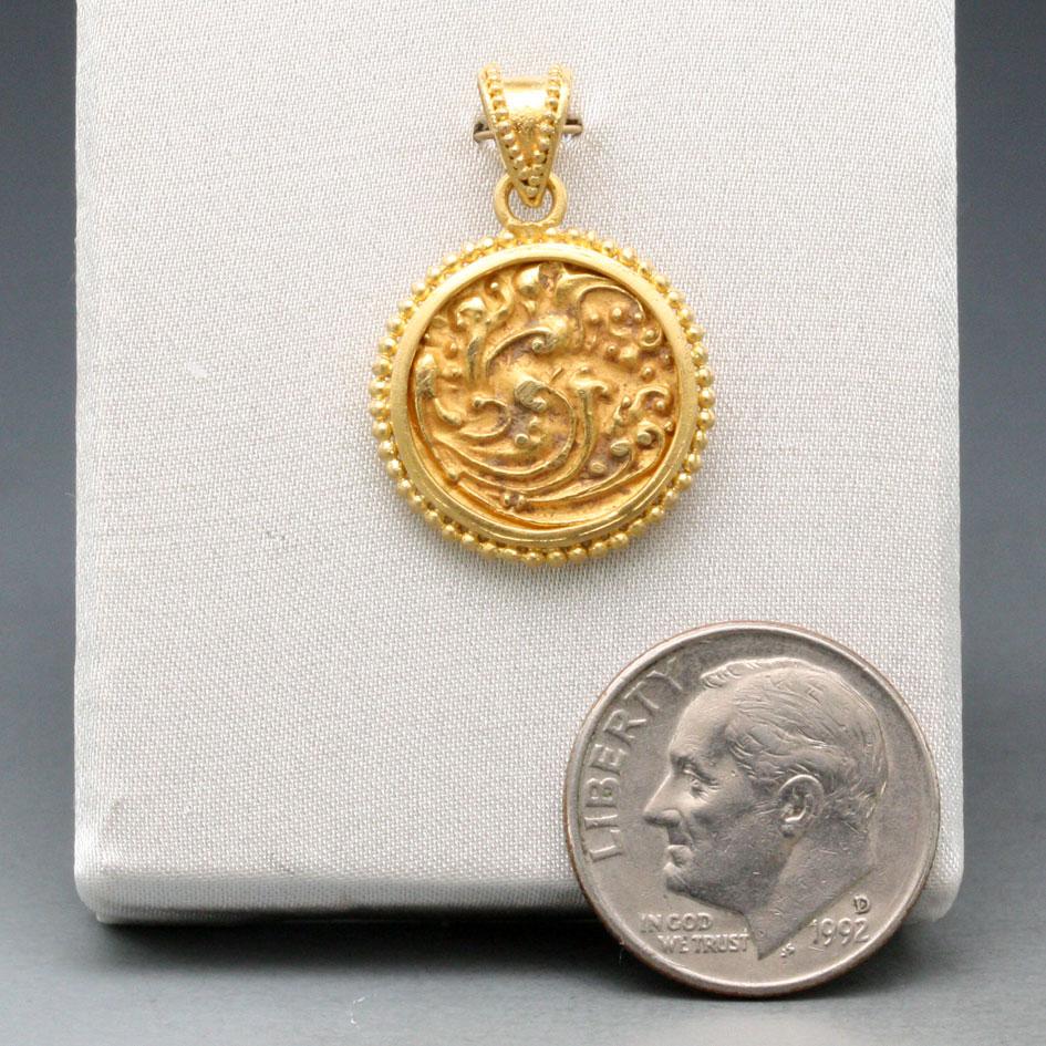 Antikes Indien 10. Jahrhundert CE Gold Elefantenmünze Diamant-Anhänger 22K Gold im Zustand „Neu“ im Angebot in Soquel, CA