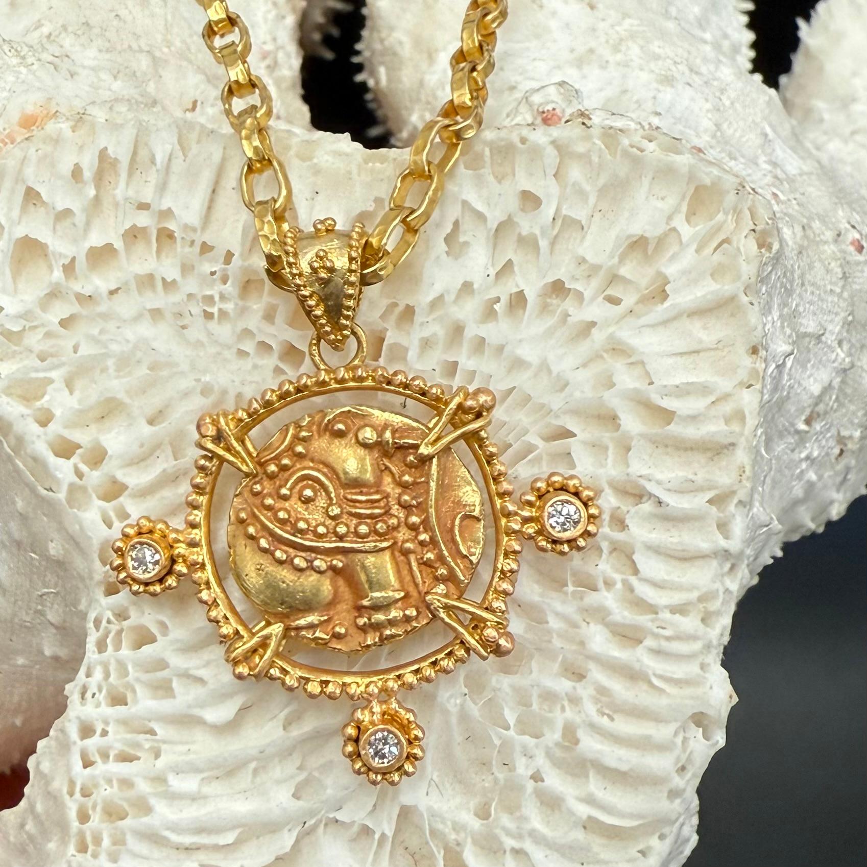 Pendentif en or à l'éléphant de l'Inde ancienne du 10e siècle de l'ère chrétienne, avec diamants Neuf - En vente à Soquel, CA