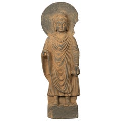 Ancient Indian Carved Stone Gandharan Shakyamuni Buddha Statue 2nd Century A.D.