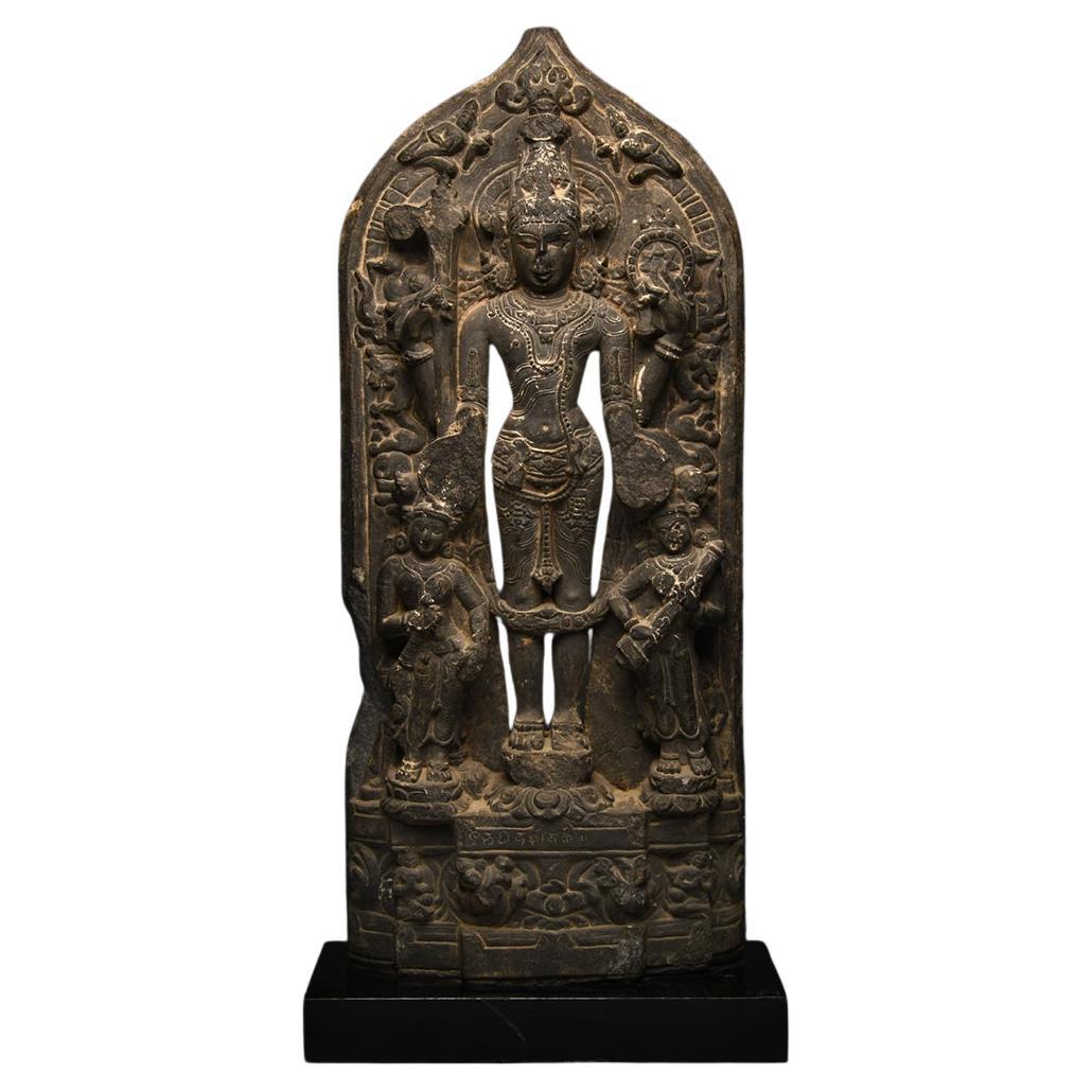 Ancient Indian Pala Schist Relief of Vishnu en venta