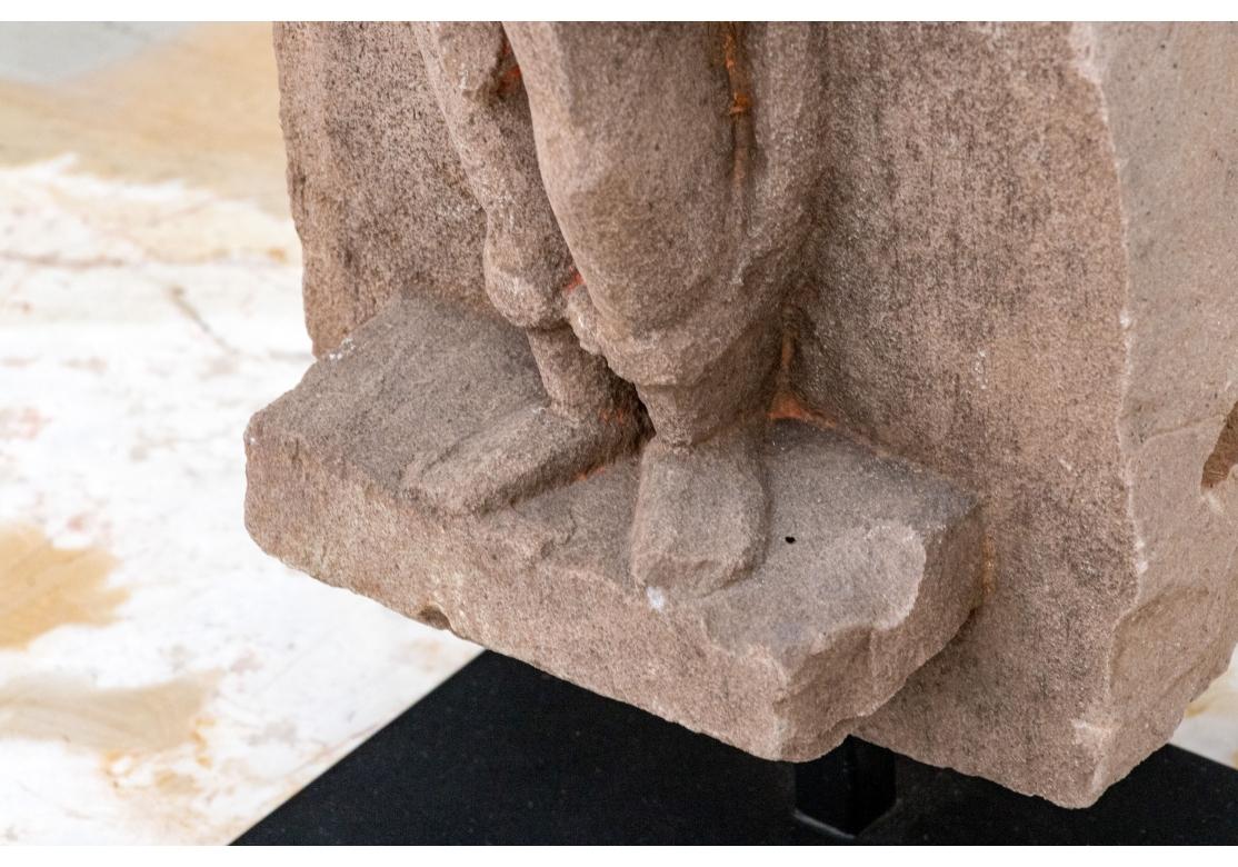 Agra Ancient Indian Red Sandstone Carving Of An Apsaras For Sale
