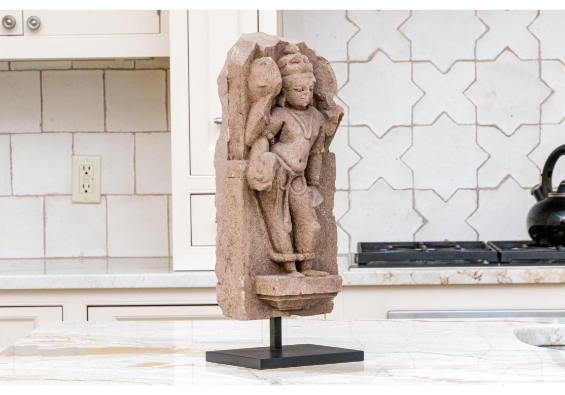Ancient Indian Red Sandstone Carving Of An Apsaras For Sale 2