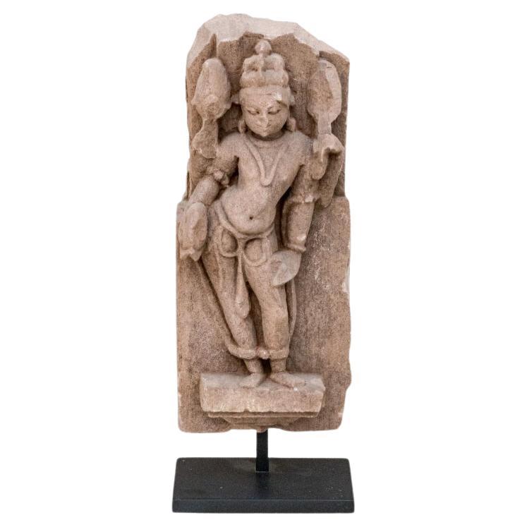 Ancient Indian Red Sandstone Carving Of An Apsaras