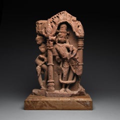 Ancient Indian Red Sandstone Relief depicting Shiva