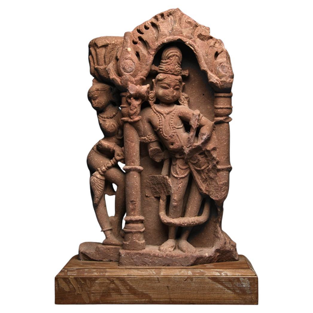 Ancient Indian Red Sandstone Relief depicting Shiva