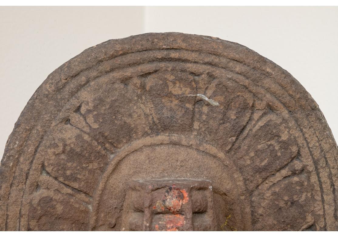 Ancient Indian Red Sandstone Relief Of The Hindu God Vishnu For Sale 1