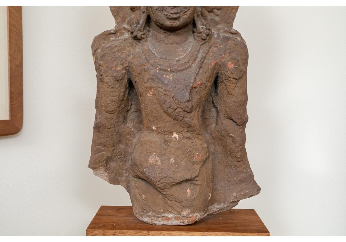 Ancient Indian Red Sandstone Relief Of The Hindu God Vishnu For Sale 2