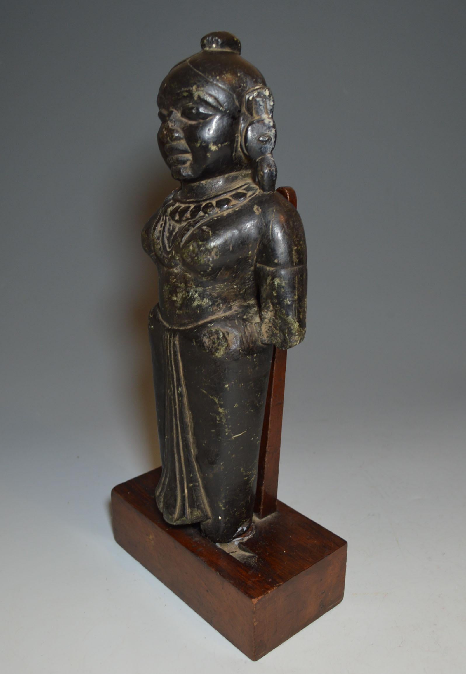 18th Century and Earlier Ancient Indian Stone Hindu Female Goddess Figure, circa 16th Century