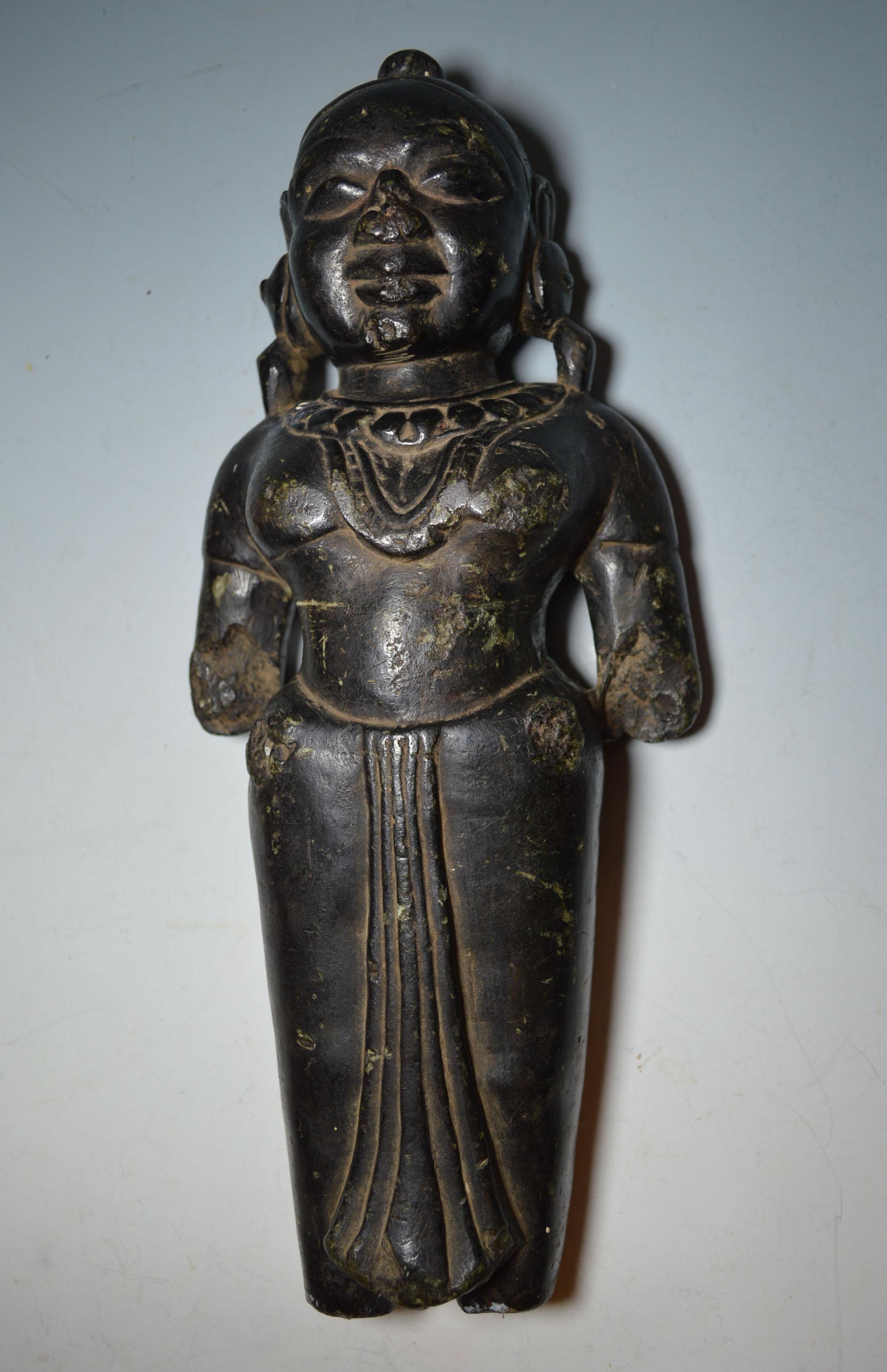 Ancient Indian Stone Hindu Female Goddess Figure, circa 16th Century 2