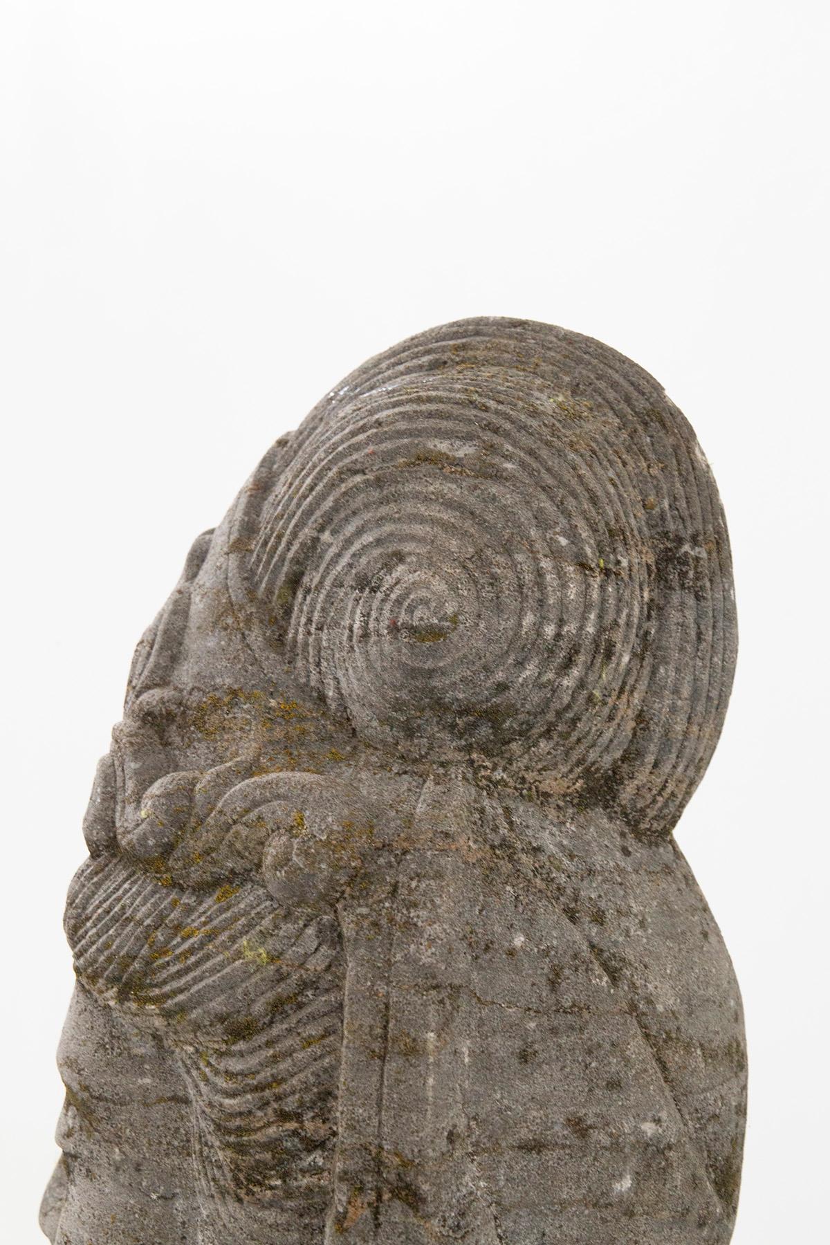 Anglo-Indian Ancient Indonesian Buddha or Siwa Statue in lava stone