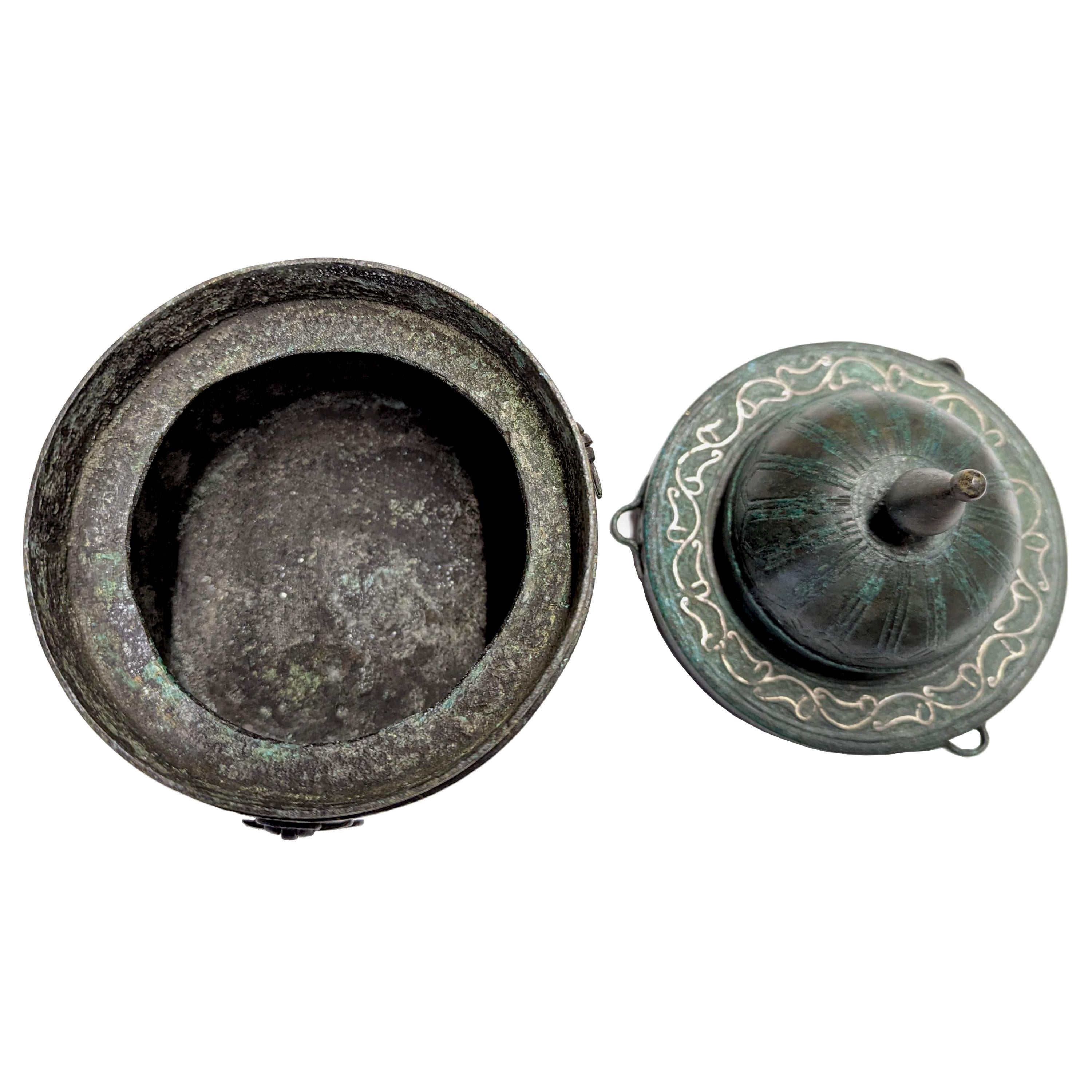 Antikes islamisches persisches Khurasan-Silber-Intarsien-Bronze-Kakaligraphie-Tintenfass 1200 im Angebot 7