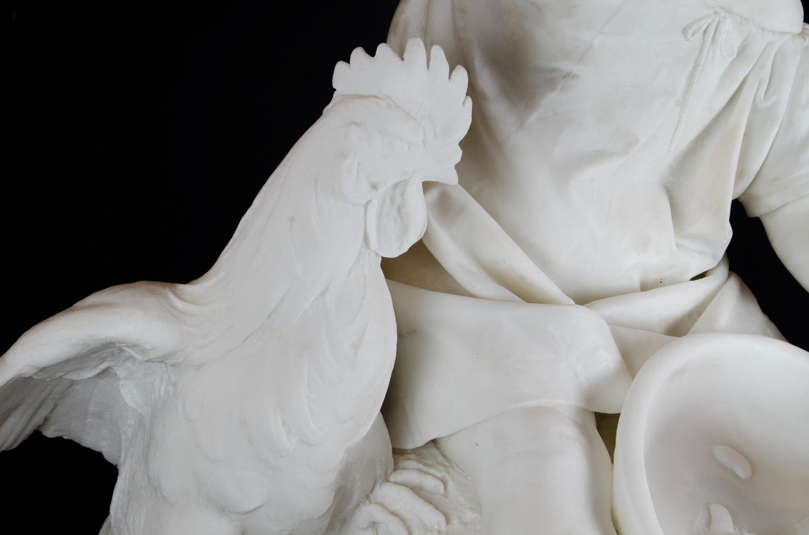 Ancient Italian Carrara marble sculpture by Raffaello Romanelli 19th century For Sale 3