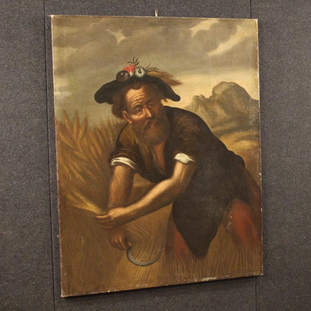 Ancient Italian Character Painting from the 18th Century For Sale 4