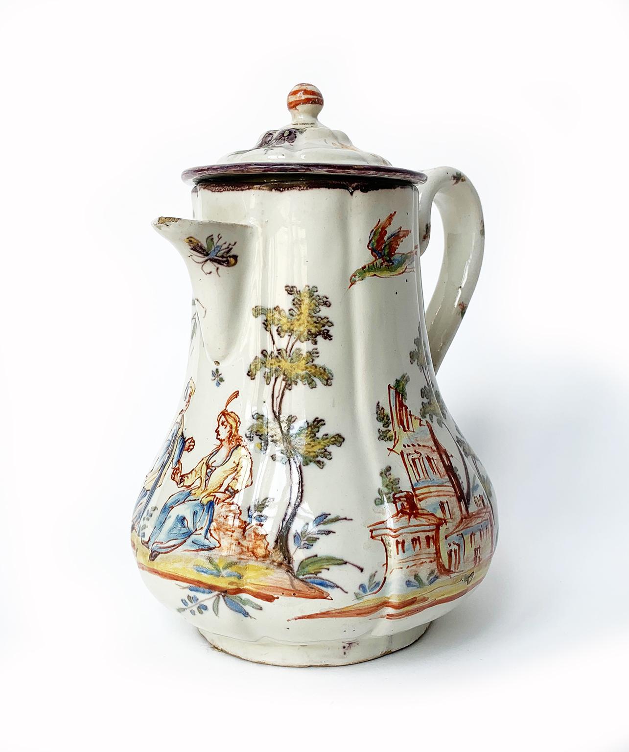 Rococo Ancient Italian Coffee Pot, Coppellotti Manufacture, Lodi, Circa 1740 For Sale