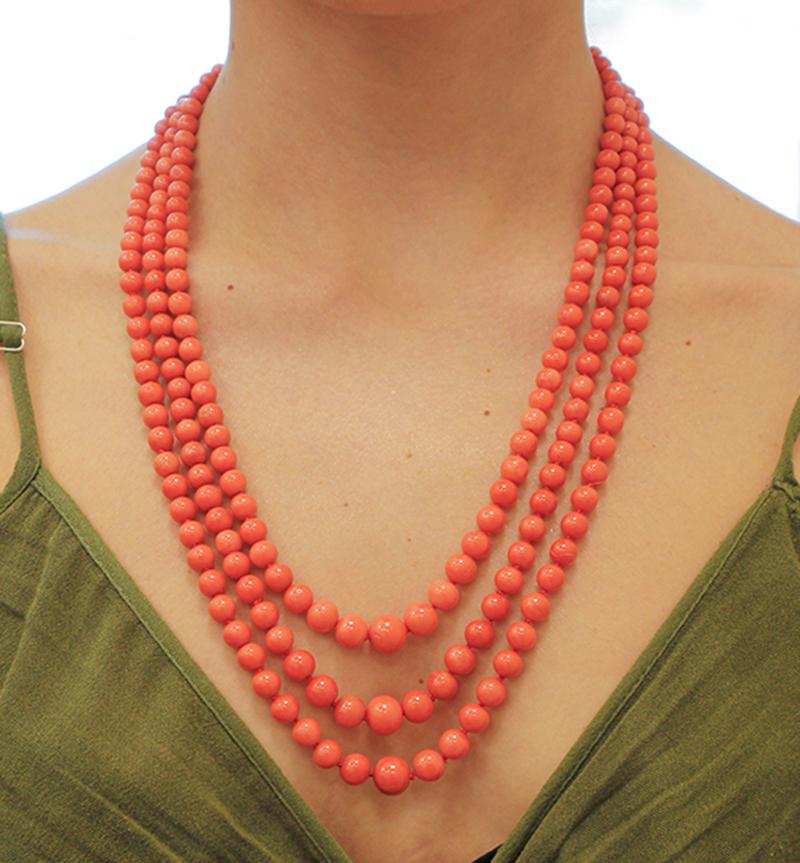 Round Cut Ancient Italian Coral Necklace
