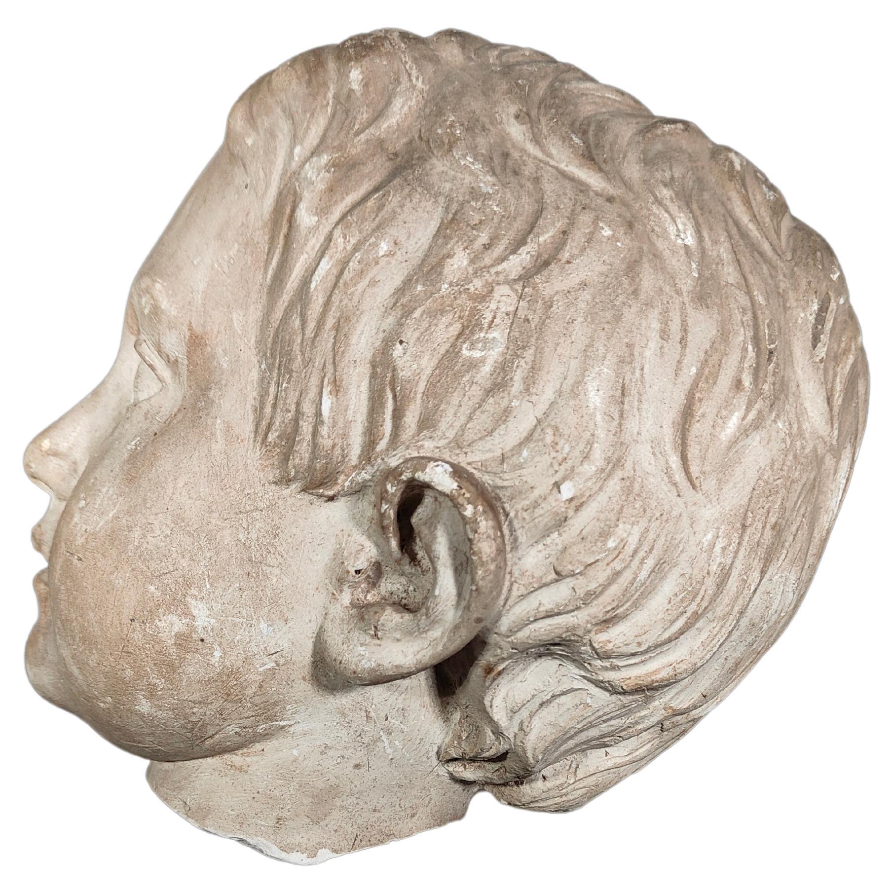 Ancient Italian Head in Plaster 19th Century For Sale