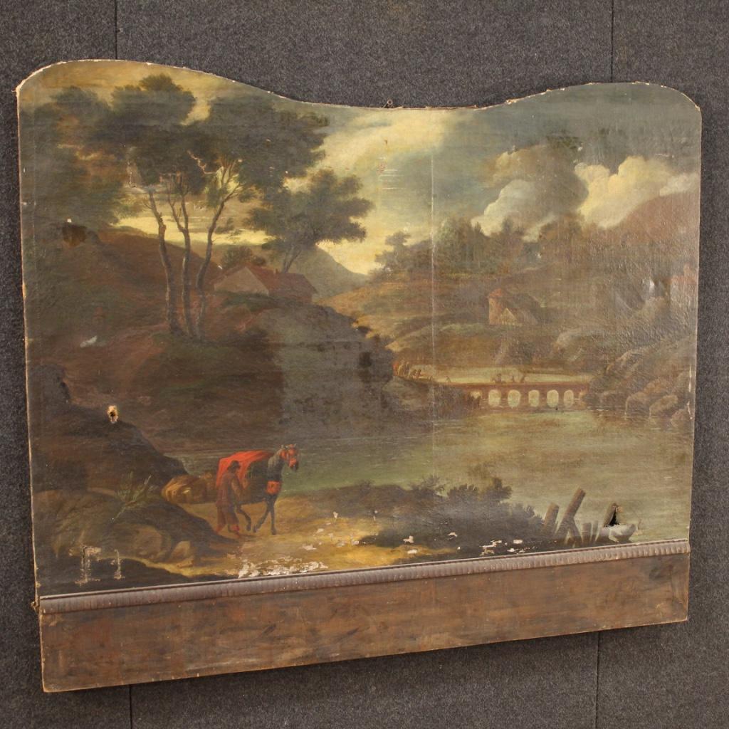 Ancient Italian Landscape Painting from the 18th Century For Sale 7