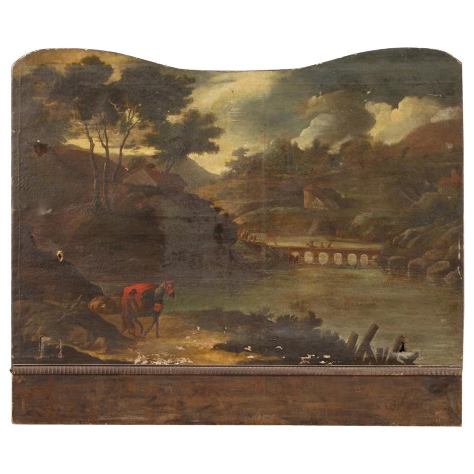 Ancient Italian Landscape Painting from the 18th Century For Sale