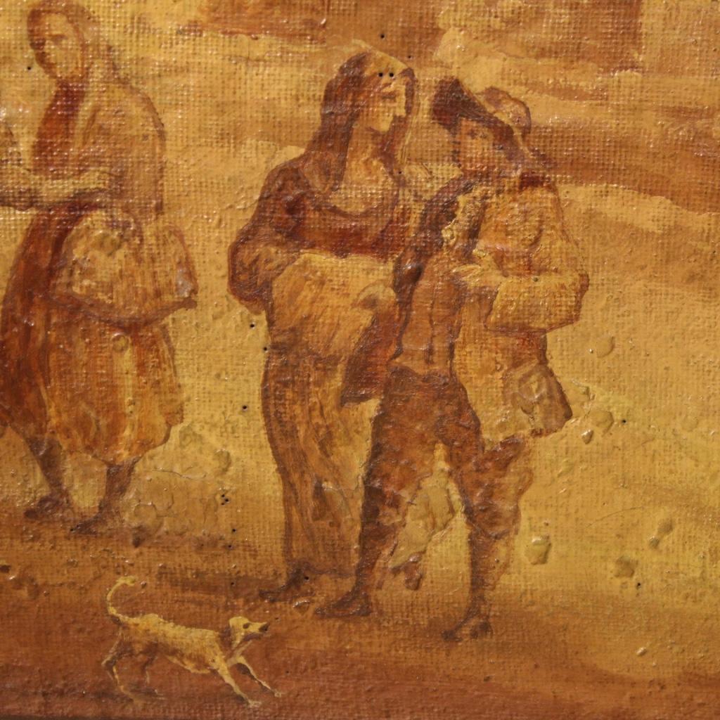 Ancient Italian Landscape Painting with Figures from the 19th Century For Sale 6