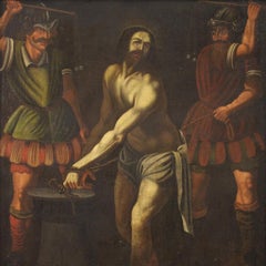 Ancient Italian Painting Flagellation of Jesus from the 17th Century