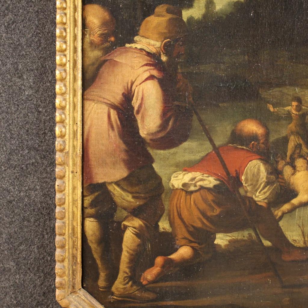 Ancient Italian Religious Oil Painting on Canvas of the 17th Century In Good Condition For Sale In London, GB