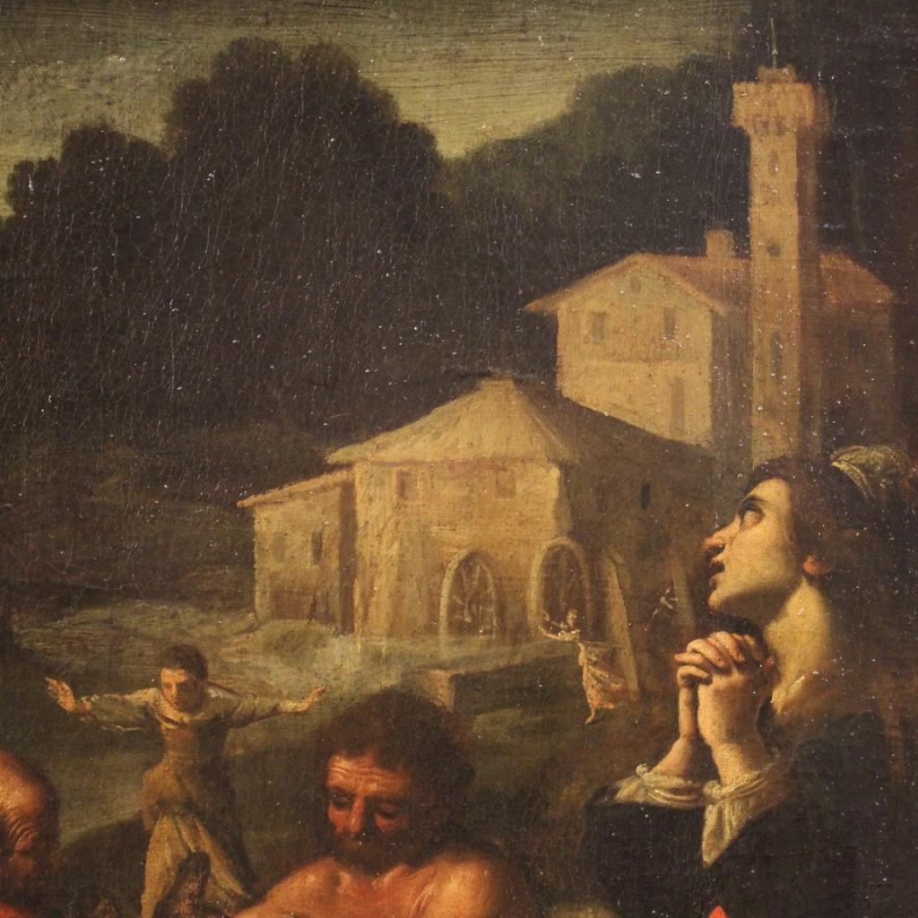 Ancient Italian Religious Oil Painting on Canvas of the 17th Century For Sale 2