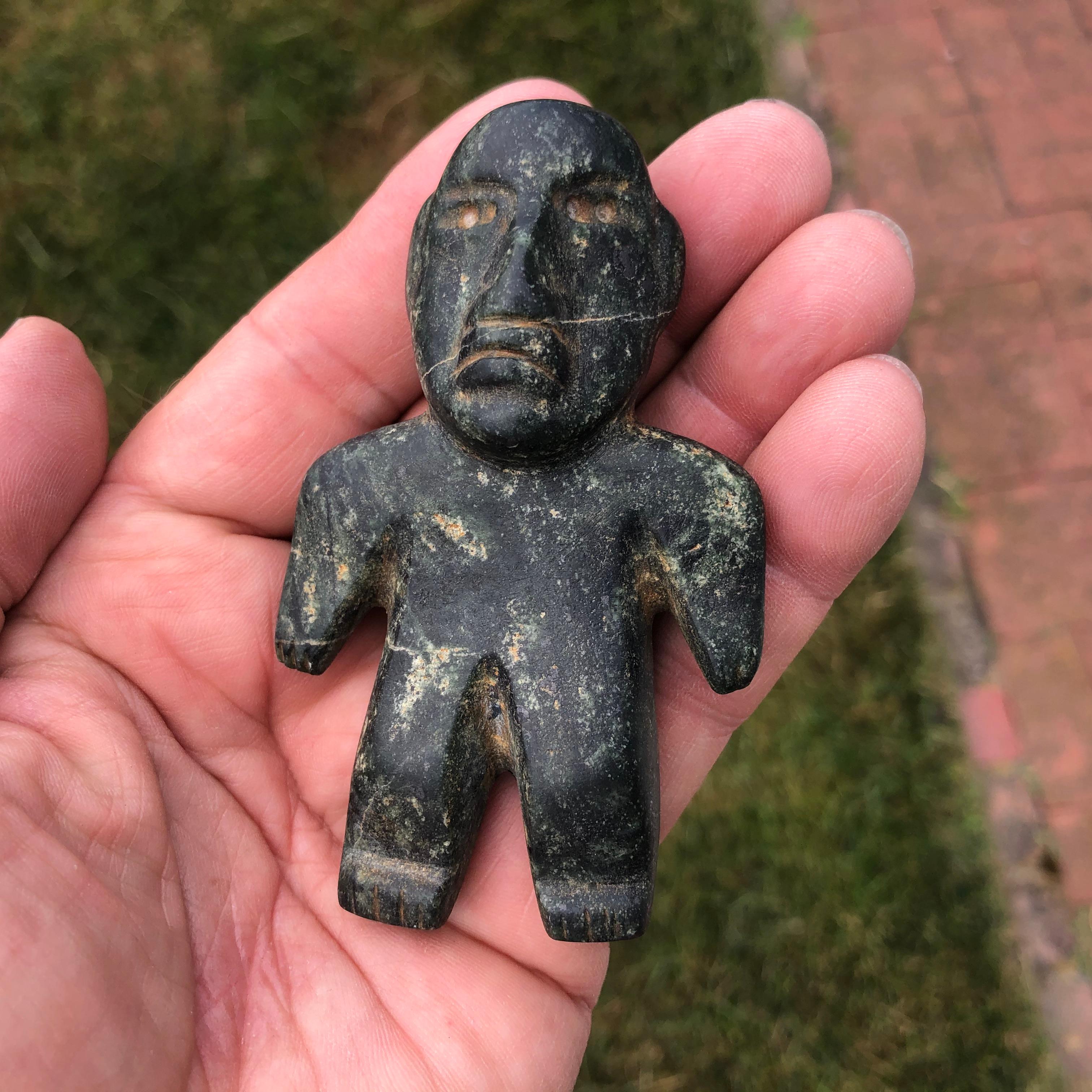 Pre-Columbian Ancient Jade Pre Columbian Figure Supernatural Human, 1000-400 BC