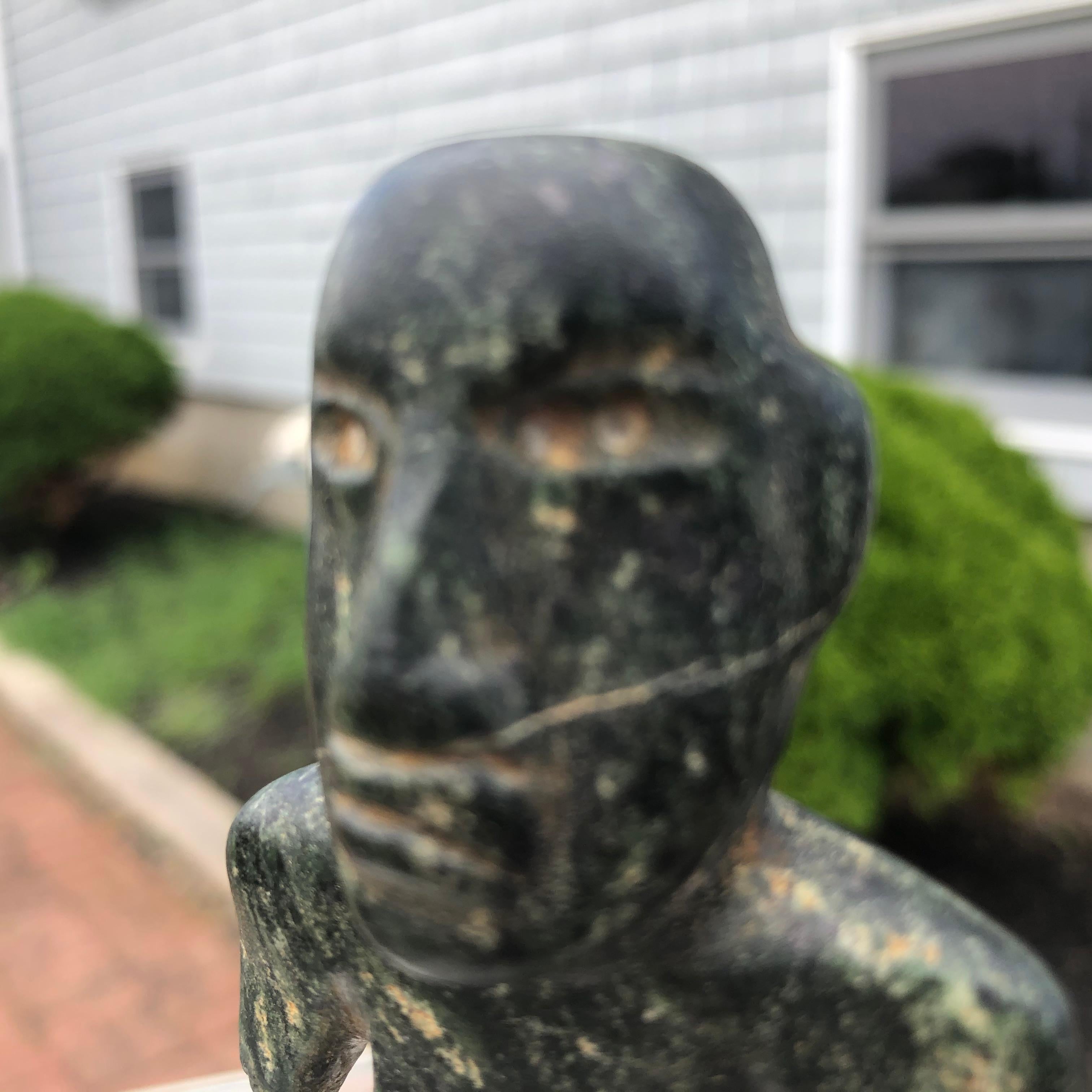 Hand-Carved Ancient Jade Pre Columbian Figure Supernatural Human, 1000-400 BC