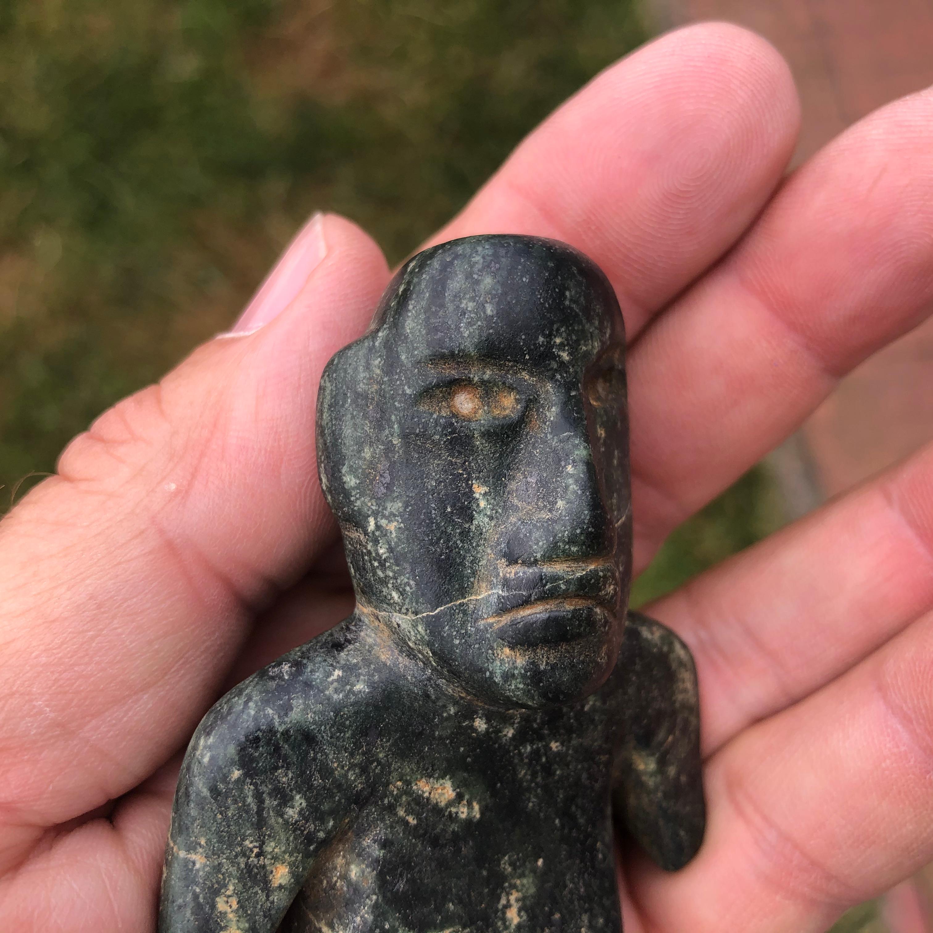 18th Century and Earlier Ancient Jade Pre Columbian Figure Supernatural Human, 1000-400 BC