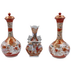 Ancient Japanese Kutani Vases, 19th Century