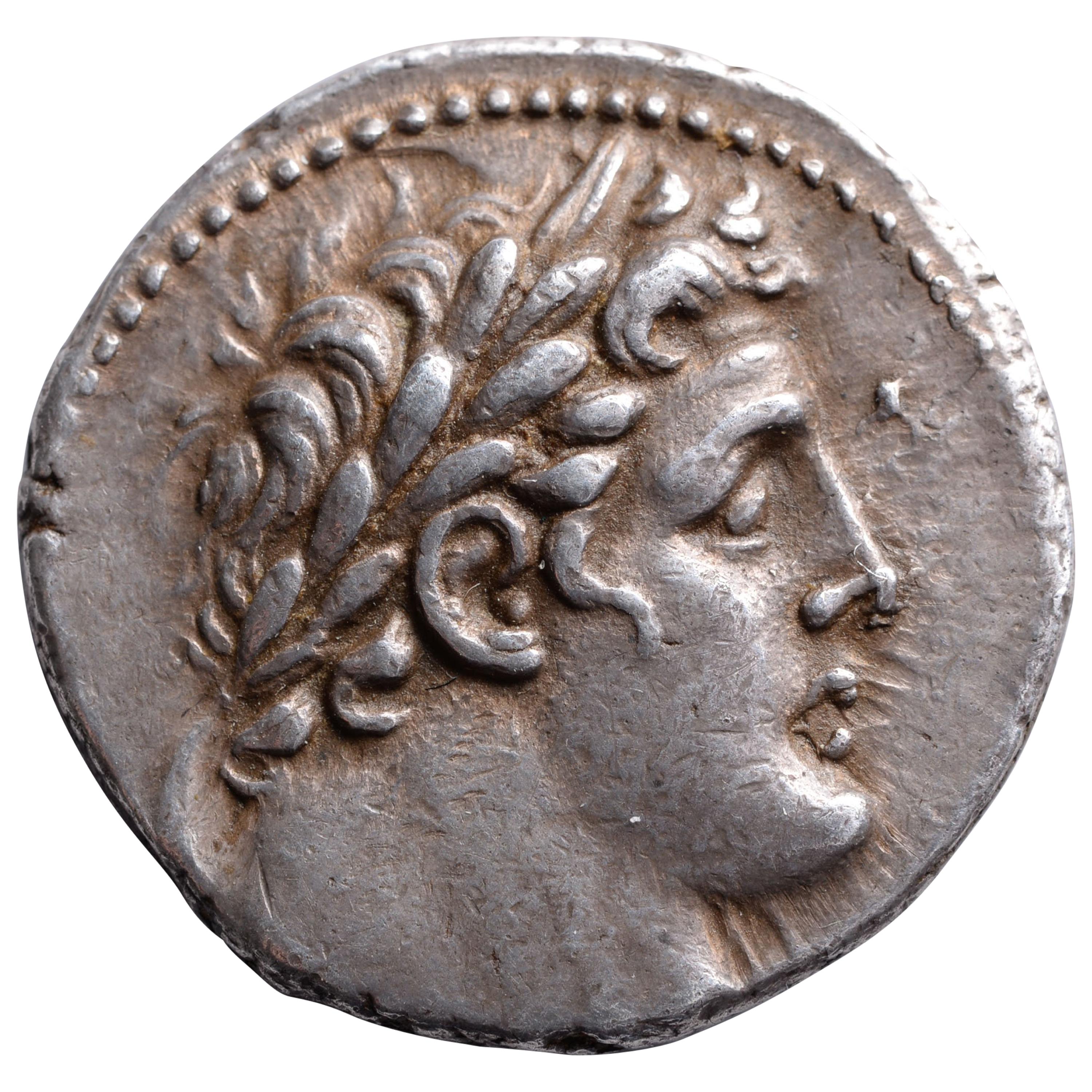 Ancient Jewish Silver Temple Tax Shekel Coin, 116 BC