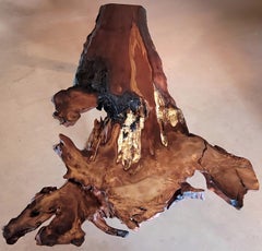 Ancient Kauri Table No. 194 — Complete Tree Form with Amber