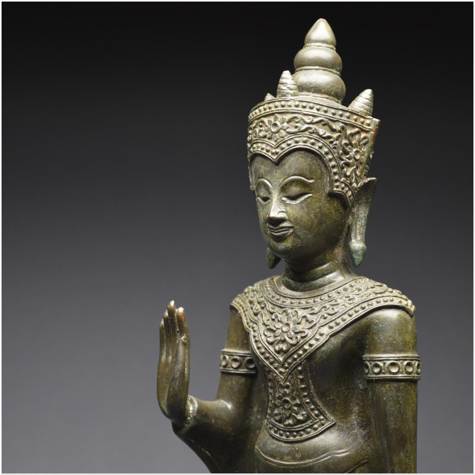 Ancient Kingdom of Siam, 19th Century, Bronze Buddha in absence of fear Mudra 6