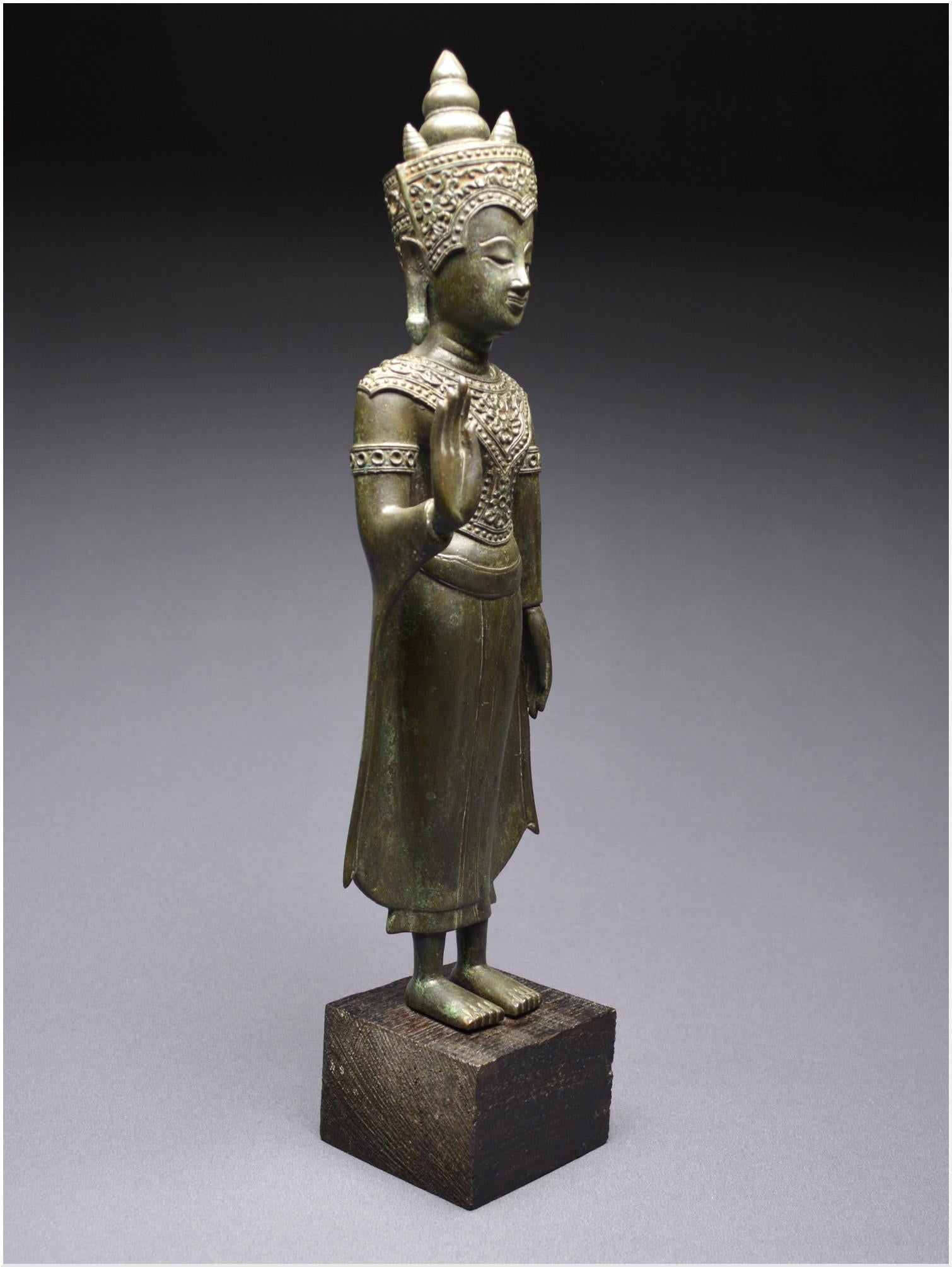 Thai Ancient Kingdom of Siam, 19th Century, Bronze Buddha in absence of fear Mudra
