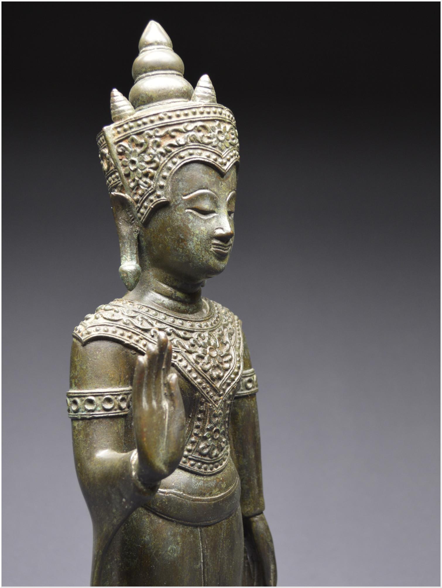 Ancient Kingdom of Siam, 19th Century, Bronze Buddha in absence of fear Mudra 4