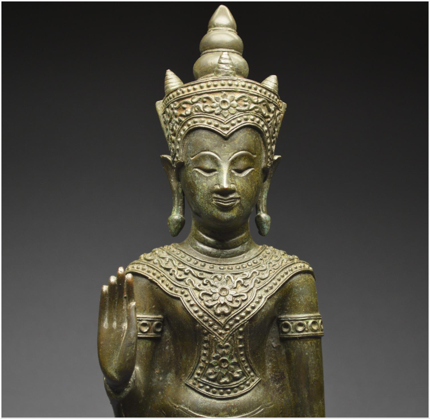 Ancient Kingdom of Siam, 19th Century, Bronze Buddha in absence of fear Mudra 5