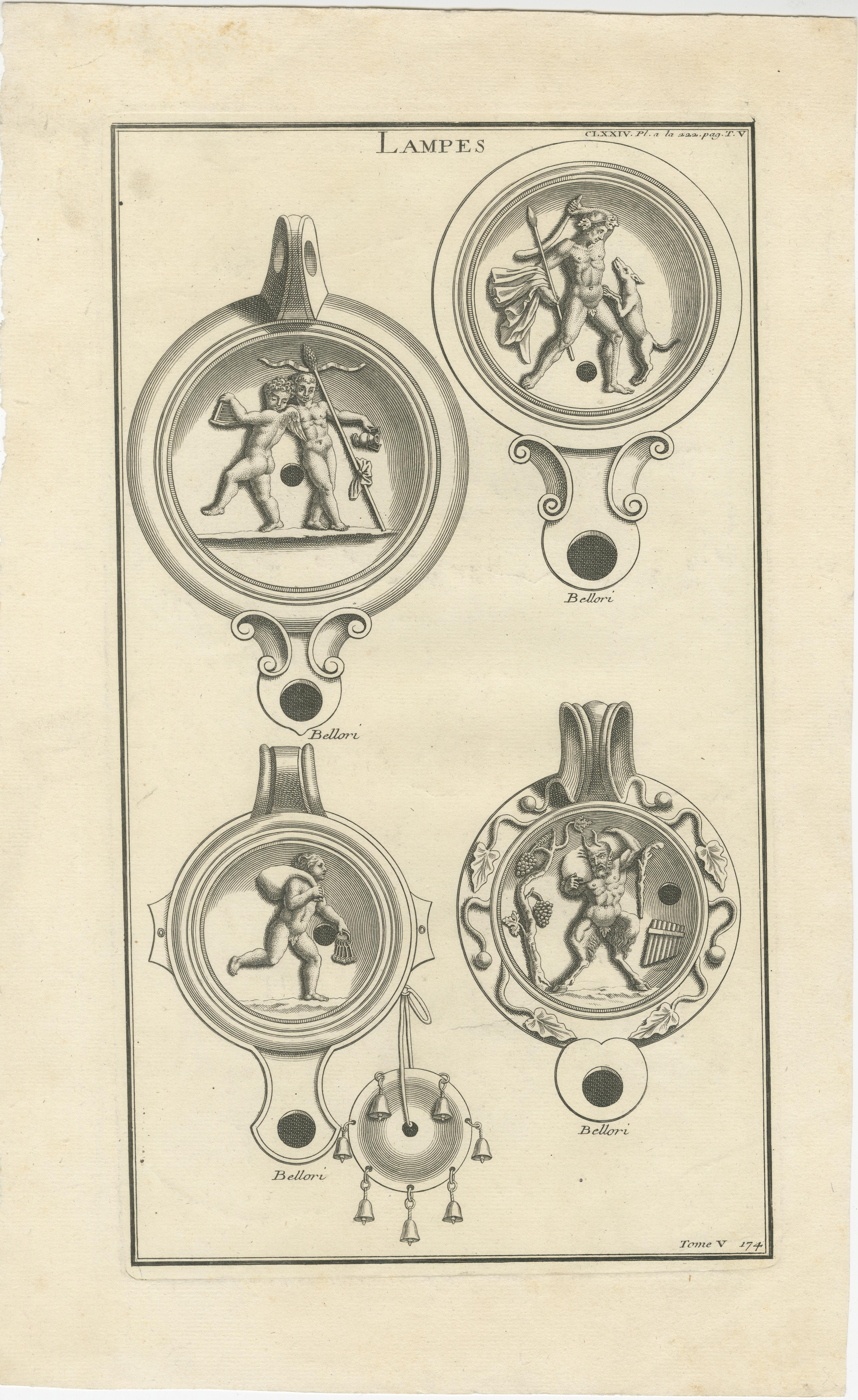 These set of original antique engravings are from Bernard de Montfaucon's 