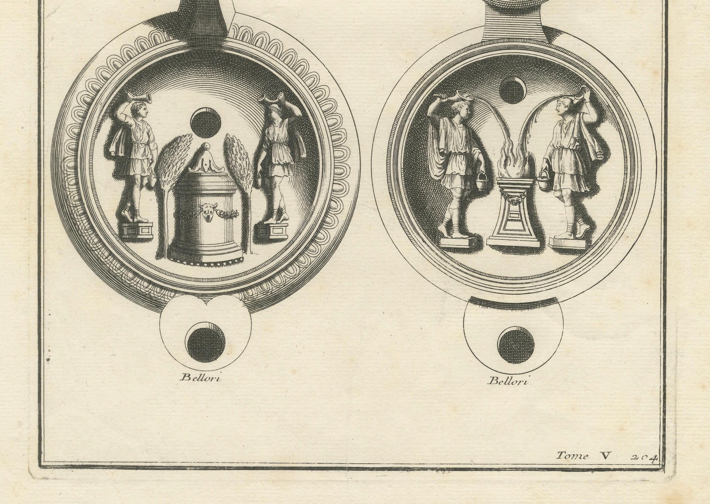 Ancient Lamps in Art: Montfaucon's 18th-Century Engravings, circa 1722 For Sale 2