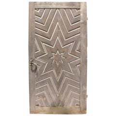 Ancient Larch Door Carved with a Star, 19th Century, Italy Ancient Larch Door Carved with a Star, 19th Century, Italy