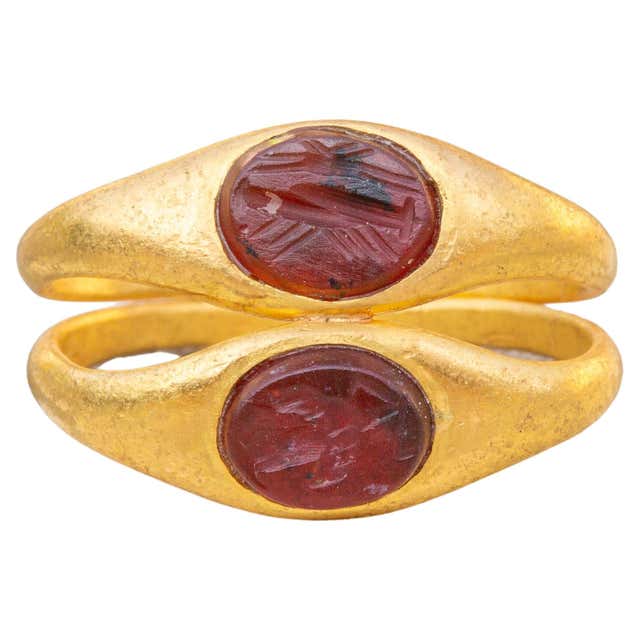 Small Ancient Roman Period Gold Garnet Cabochon Ring Antique For Sale ...