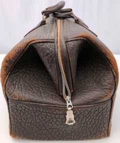 Ancient Leather Carrying Case Monogrammed "HAH" with Original Key, 1950s