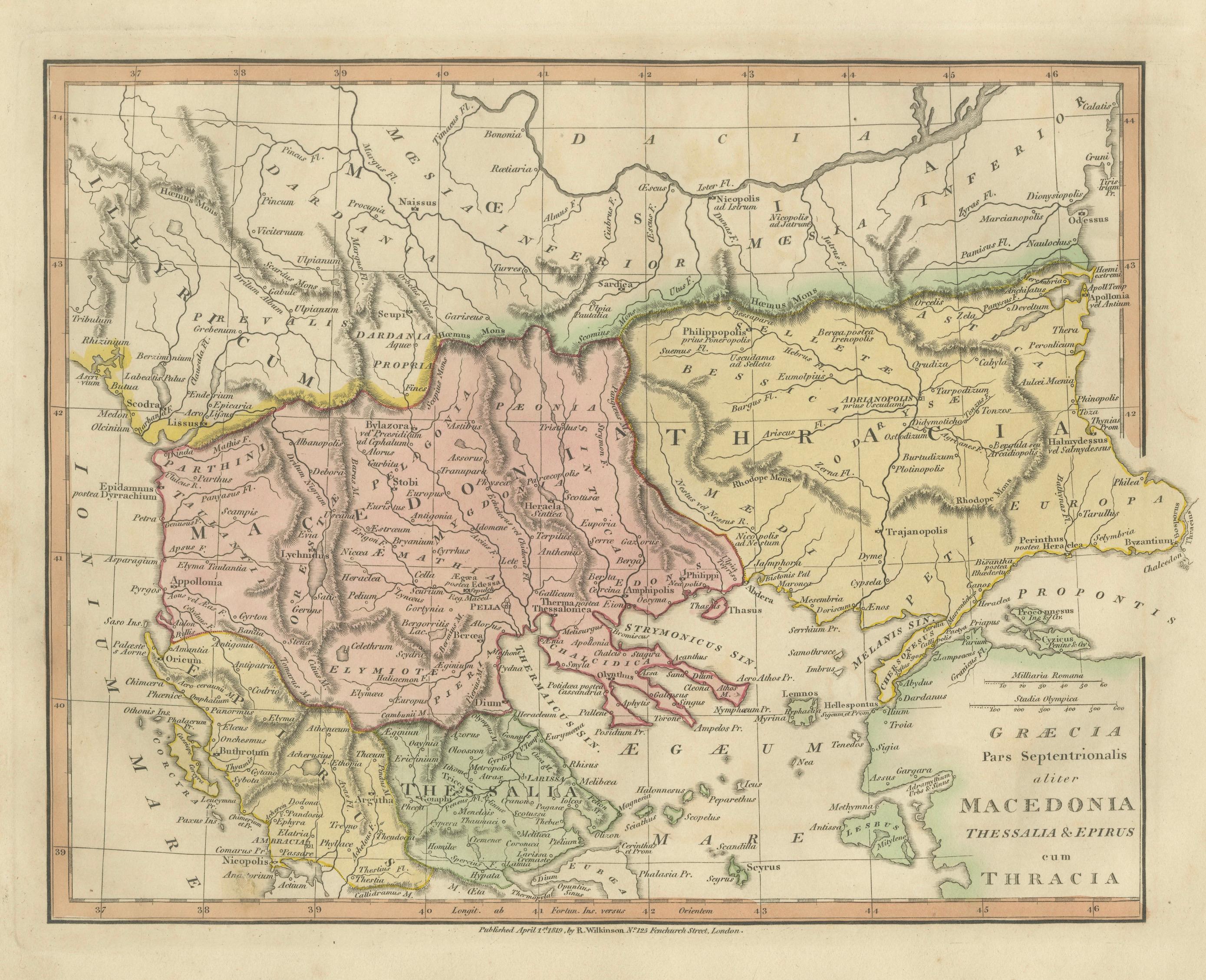 Ancient Macedonia & Thrace Map — Classical Greece, Wilkinson London 1819