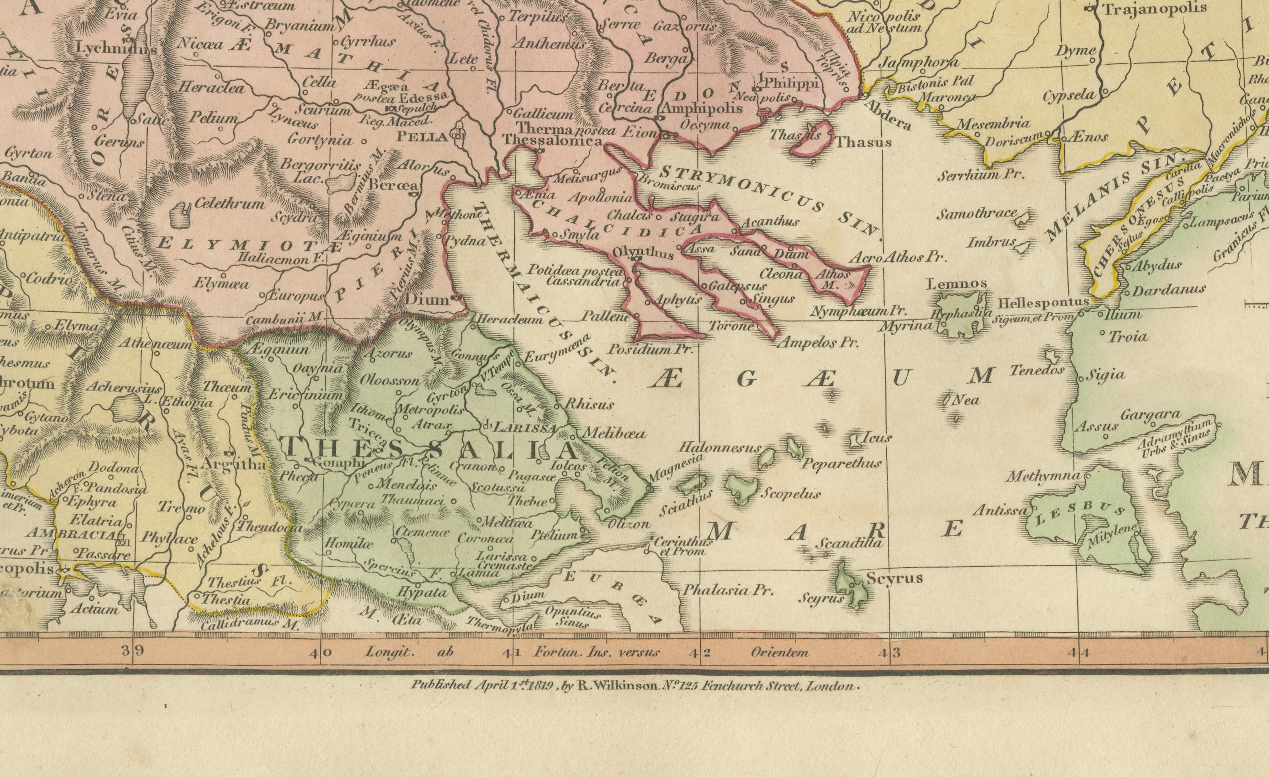 Ancient Macedonia & Thrace Map — Classical Greece, Wilkinson London 1819