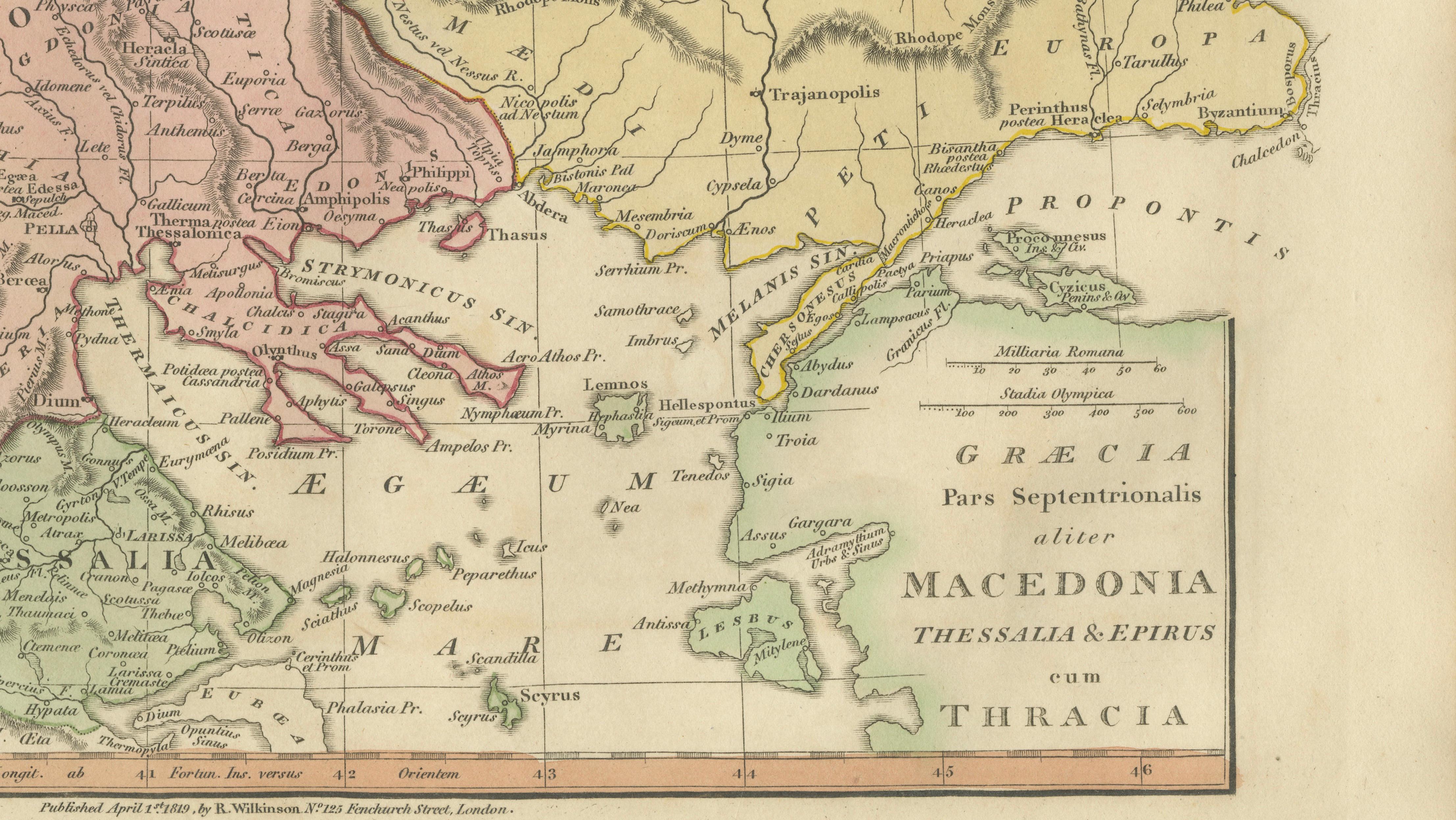 Ancient Macedonia & Thrace Map — Classical Greece, Wilkinson London 1819