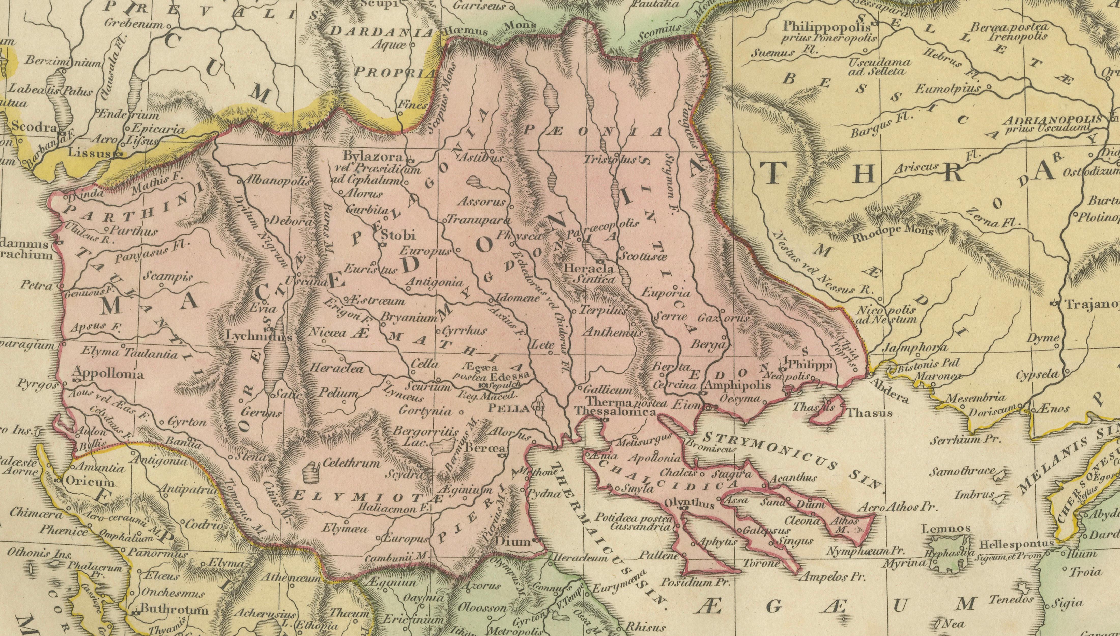 Ancient Macedonia & Thrace Map — Classical Greece, Wilkinson London 1819