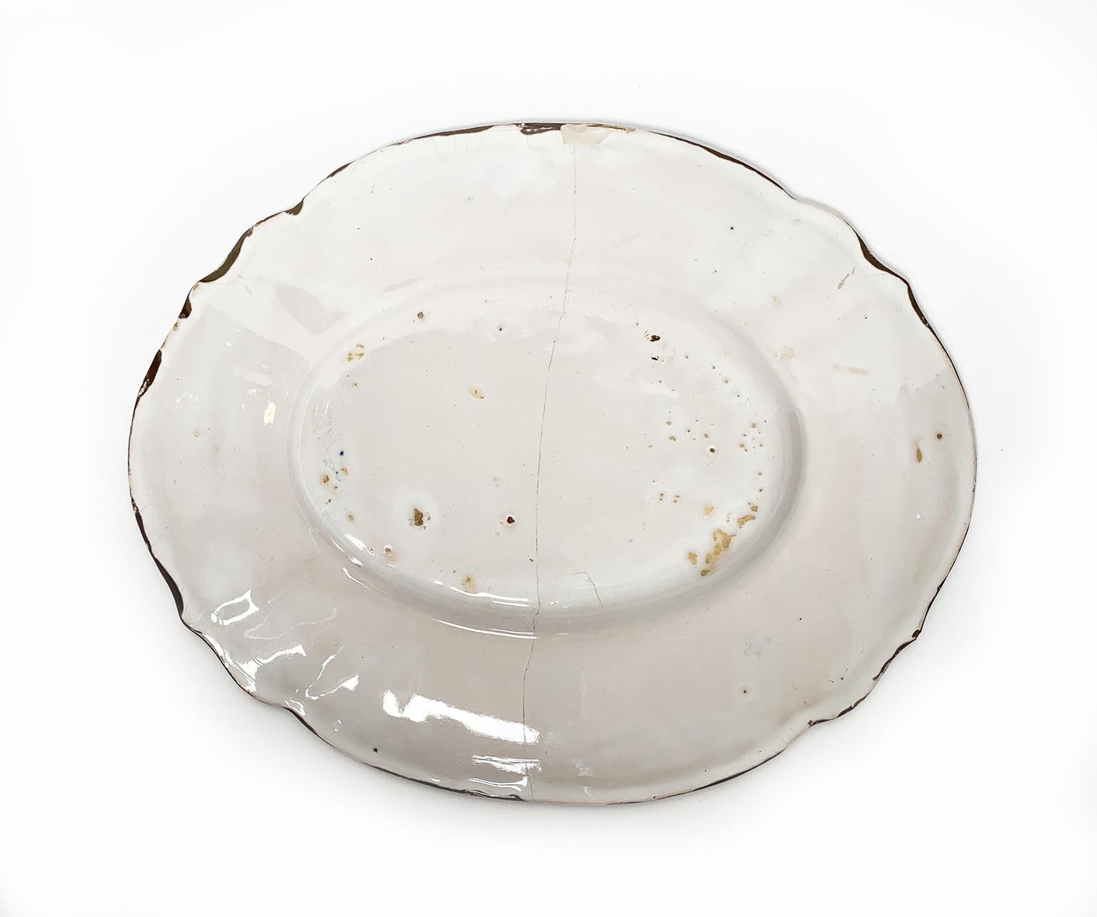Glazed Maiolica Oval Tray, Felice Clerici Manufactory, Milan, Circa 1770-1780 For Sale