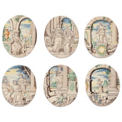 Antique Ancient Maiolica Tiles, Ambrogette, Rampini Manufactory, Pavia, 1693-1704
